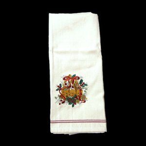 Longaberger embroidered Christmas kitchen towel